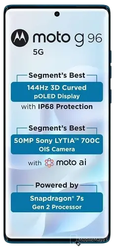 Motorola Moto G96 5G Full Front Side Image.